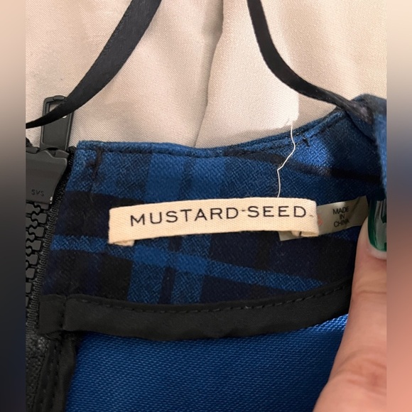 Mustard Seed Blue/ Black Plaid Dress Open Sides Size Small - Picture 7 of 10